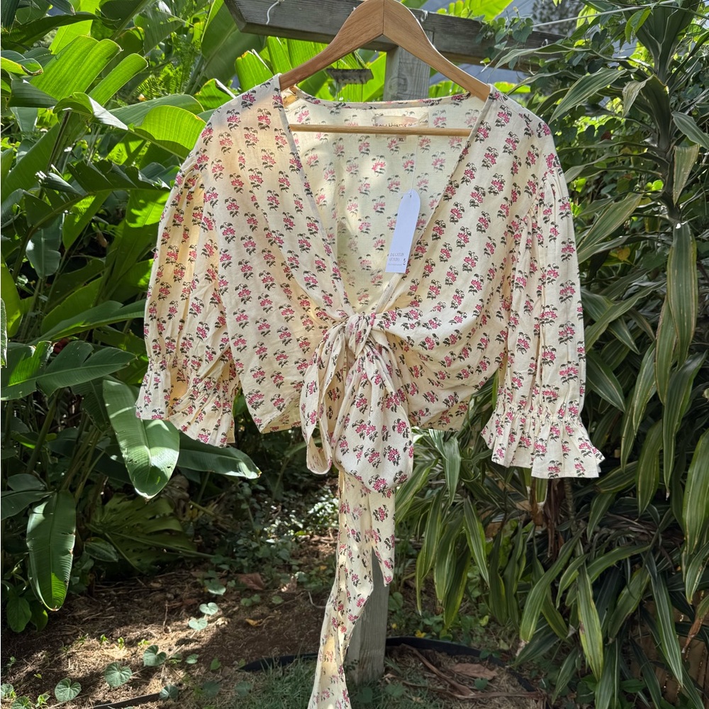 Daughters of India Cream Wrap Top